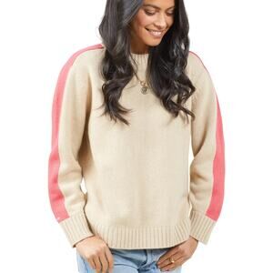 Outerknown Archer Recycled Cashmere Crew Sweater Women's SP Oatmeal Pink Stripe
